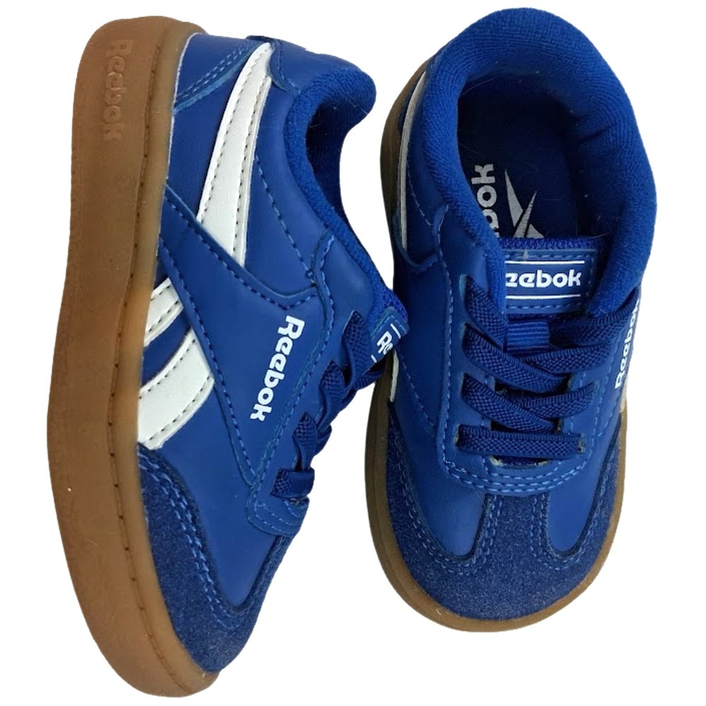 Reebox Baby Boy Sz 5 Blue‎ Lace Up Shoes Suede White Detail